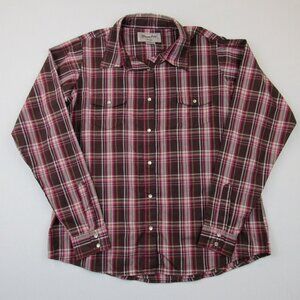 Wrancher By Wrangler Women's Size XL Shirt Plaid Pearl Snap Up Long Sleeve